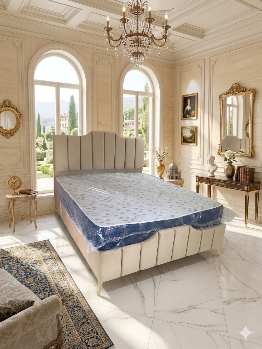 Lit capitonnée coffre modele piano royal