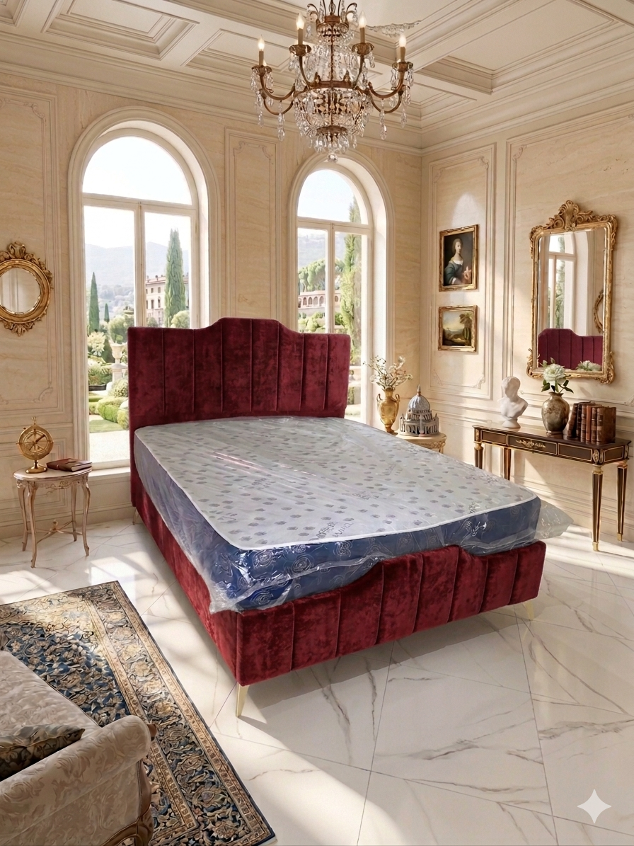Lit capitonnée coffre modele piano royal