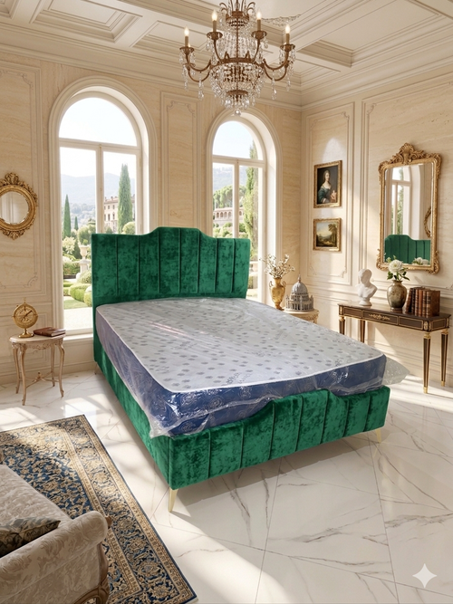 Lit capitonnée coffre modele piano royal
