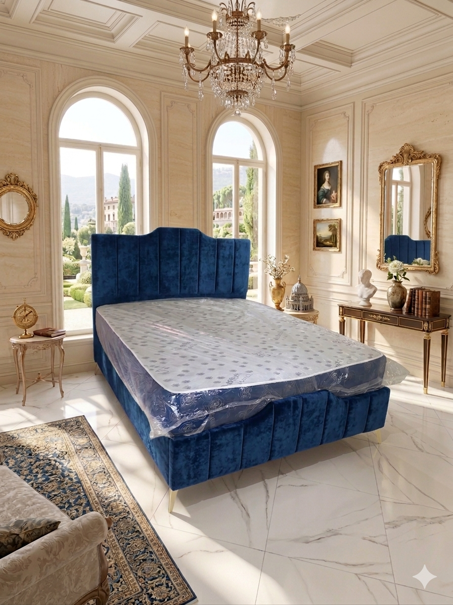 Lit capitonnée coffre modele piano royal